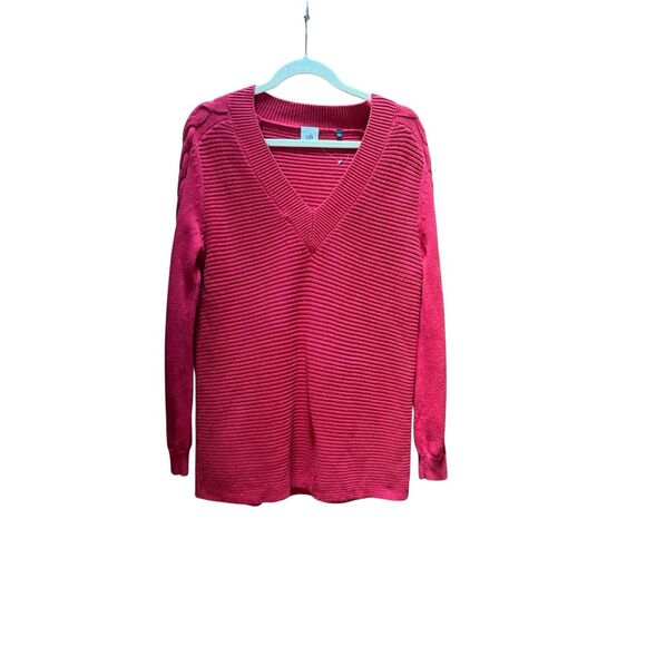 CAbi Standout red knit v-neck sweater sz XS Style #3714 - Picture 2 of 5